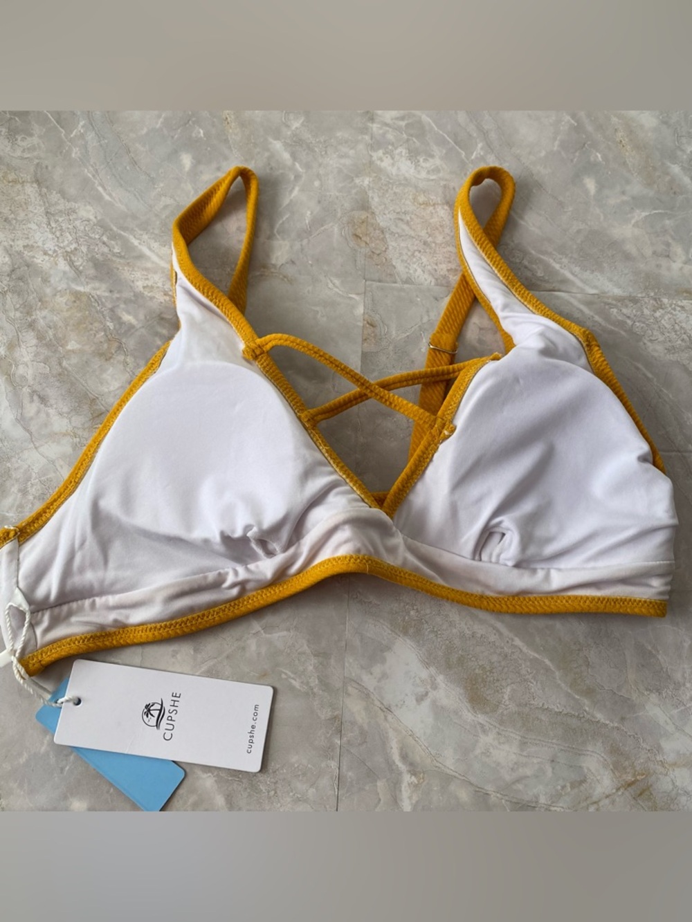 Cupshe Mustard Yellow Bikini Swim Top - Picture 5 of 7